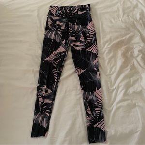 pink palm pattern leggings